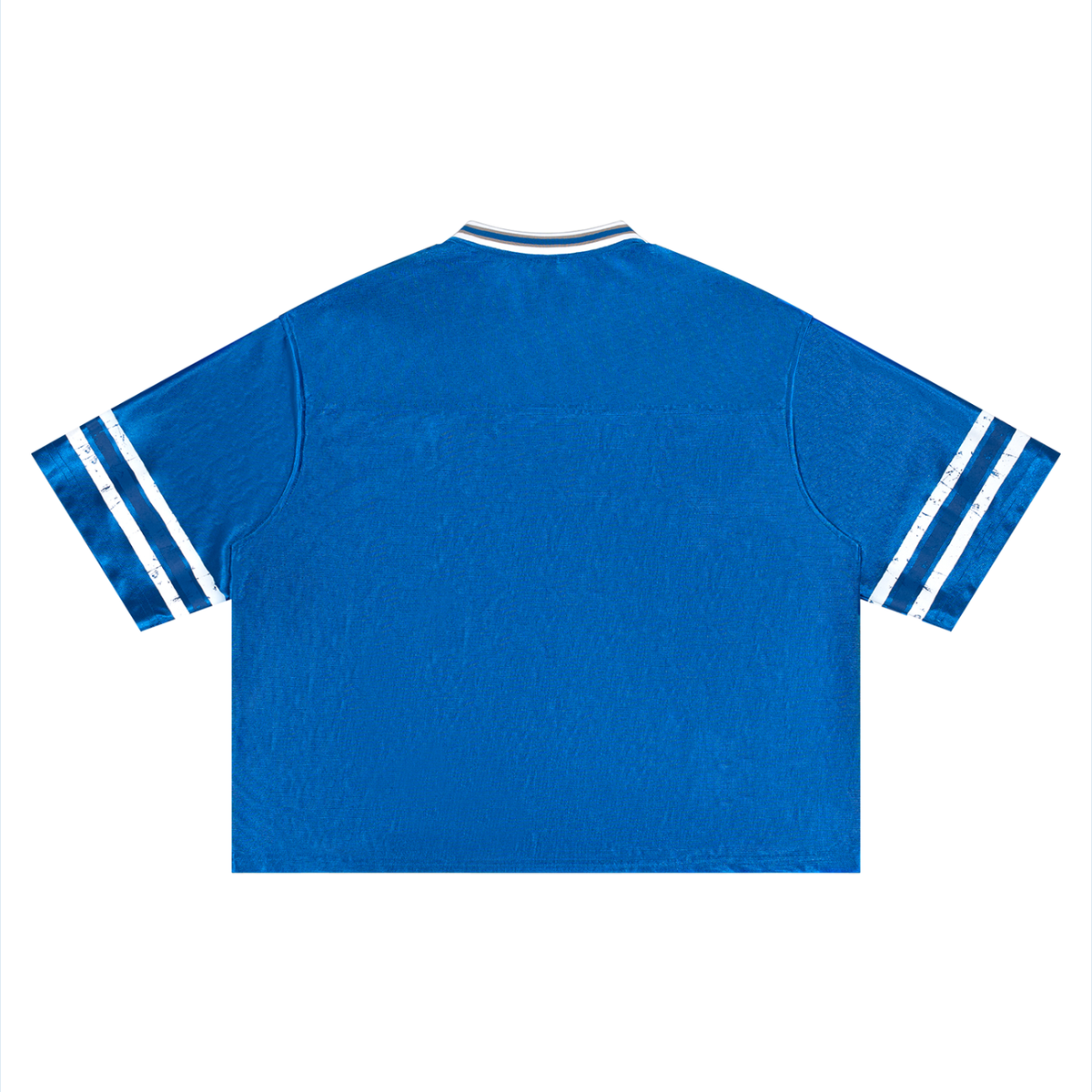 Unisex Boxy Striped Soccer Jersey in blue, alternate angle