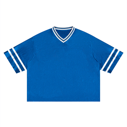 Unisex Boxy Striped Soccer Jersey in blue