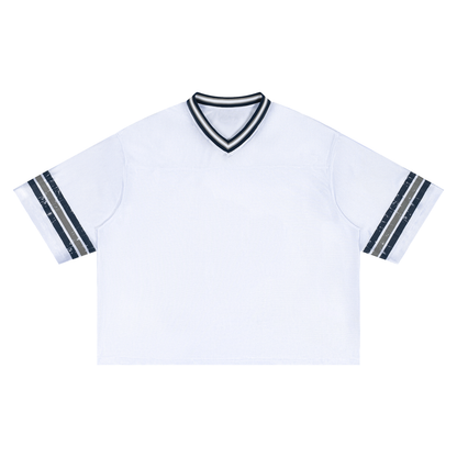 Unisex Boxy Striped Soccer Jersey in white