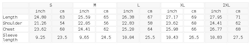 Size chart for the Unisex Boxy V-Neck Soccer Jersey