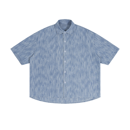 Unisex Boxy Vintage Wash Denim Shirt in jeans blue