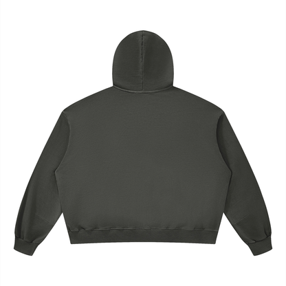 Unisex Boxy Vintage Washed Hoodie in dark gray, alternate angle