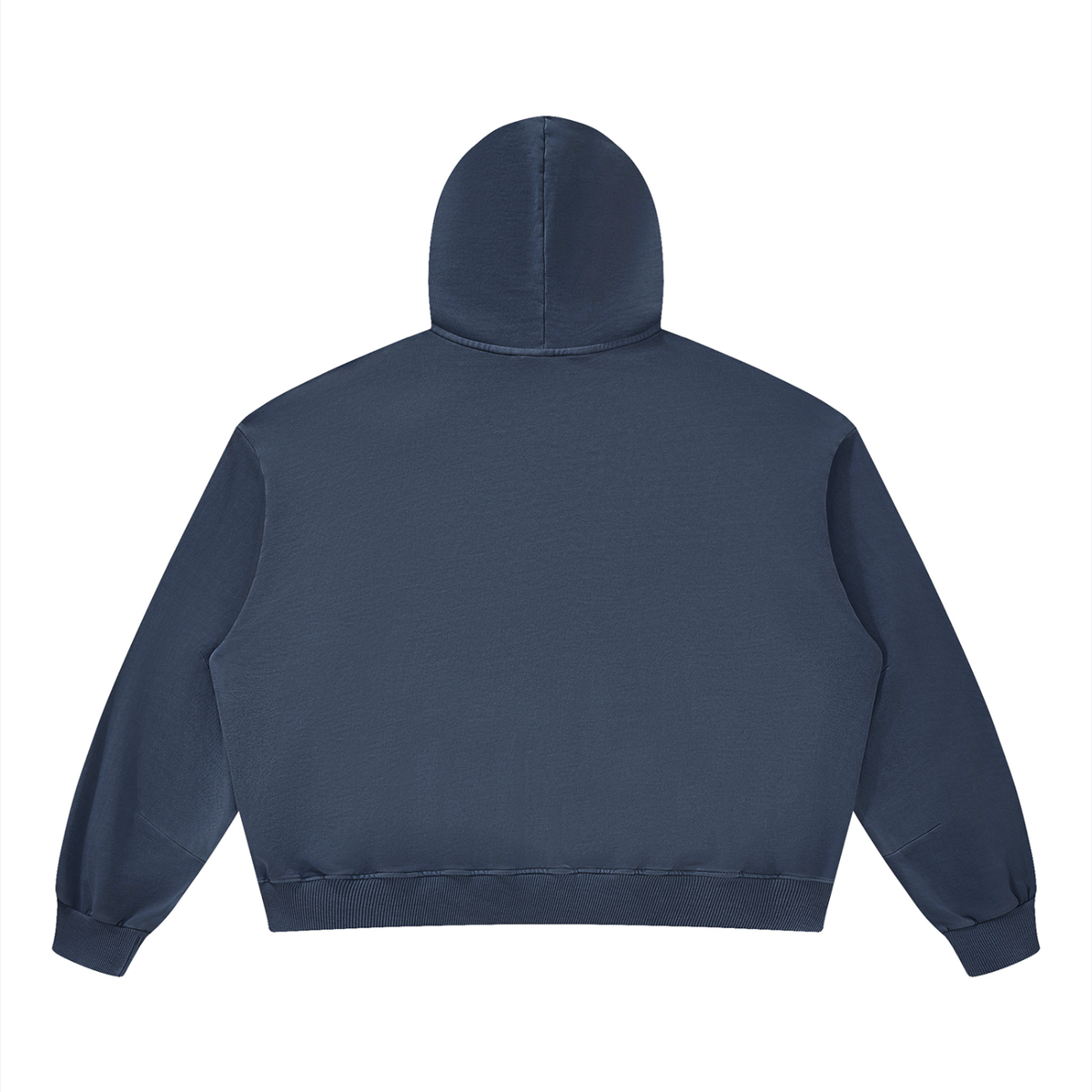 Unisex Boxy Vintage Washed Hoodie in navy blue, alternate angle