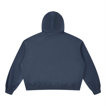 Unisex Boxy Vintage Washed Hoodie in navy blue, alternate angle