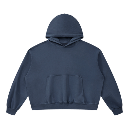 Unisex Boxy Vintage Washed Hoodie in navy blue