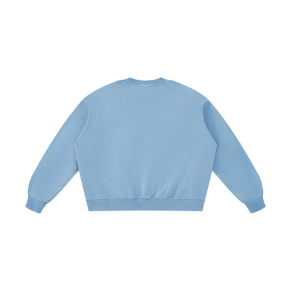 Unisex Boxy Vintage Washed Sweatshirt in light blue, alternate angle