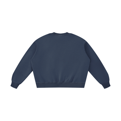 Unisex Boxy Vintage Washed Sweatshirt in navy blue, alternate angle