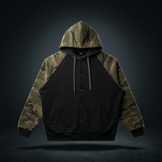 Unisex Camo-Splice Raglan Hoodie
