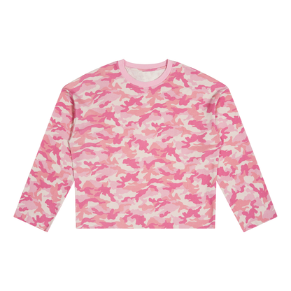 Unisex Camo Waffle Raw Edge T-Shirt in pink camo