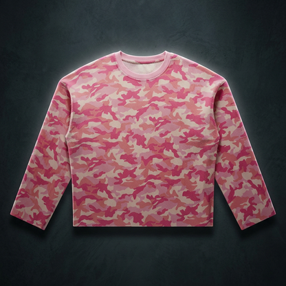 Unisex Camo Waffle Raw Edge T-Shirt, view 1