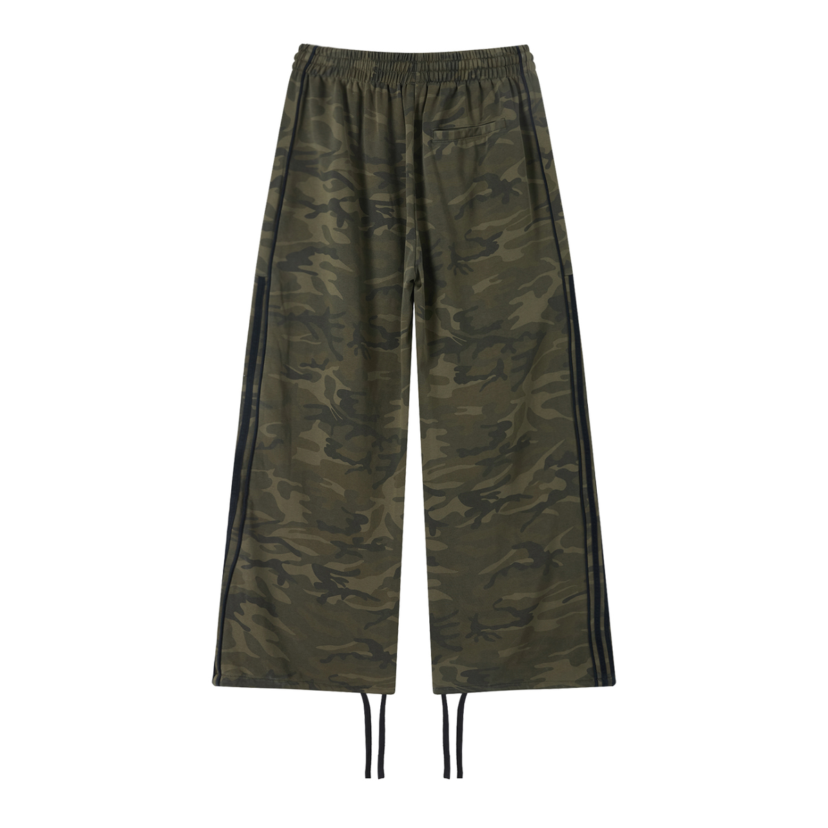 Unisex Camo Wide Leg Sweatpants in army green camo, alternate angle