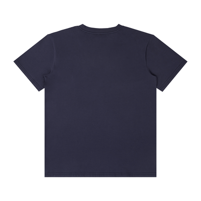 Unisex Classic Crew Neck Cotton T-Shirt in blue pansy, alternate angle