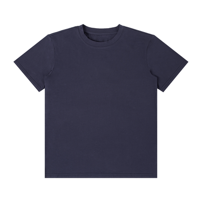 Unisex Classic Crew Neck Cotton T-Shirt in blue pansy