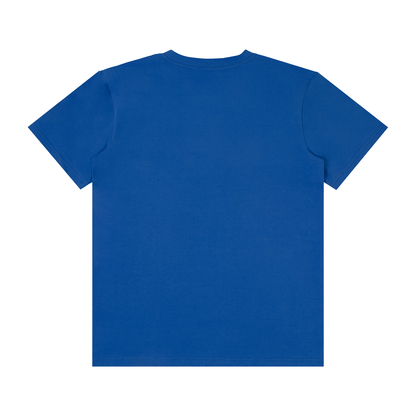 Unisex Classic Crew Neck Cotton T-Shirt in lapis blue, alternate angle