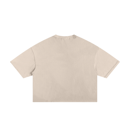 Unisex Classic Frayed Boxy Tee in apricot, alternate angle