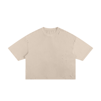 Unisex Classic Frayed Boxy Tee in apricot
