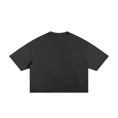 Unisex Classic Frayed Boxy Tee in black, alternate angle