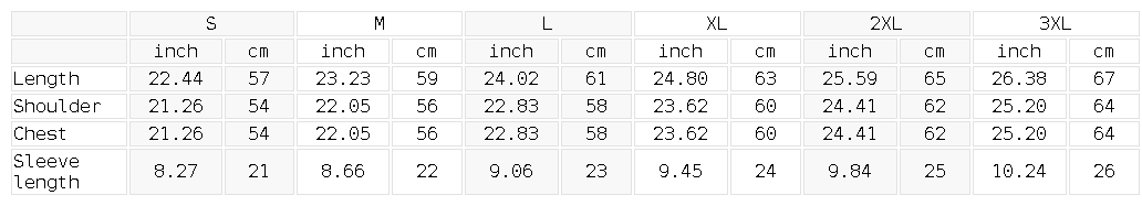 Size chart for the Unisex Classic Frayed Boxy Tee