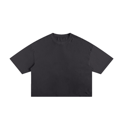Unisex Classic Frayed Boxy Tee in wash black