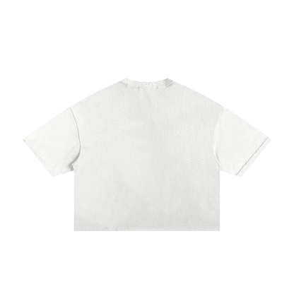 Unisex Classic Frayed Boxy Tee in white, alternate angle