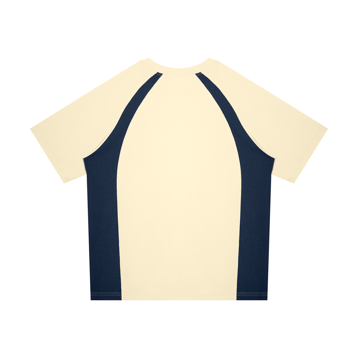 Unisex Classic Raglan Color Block T-Shirt in apricot with navy blue, alternate angle