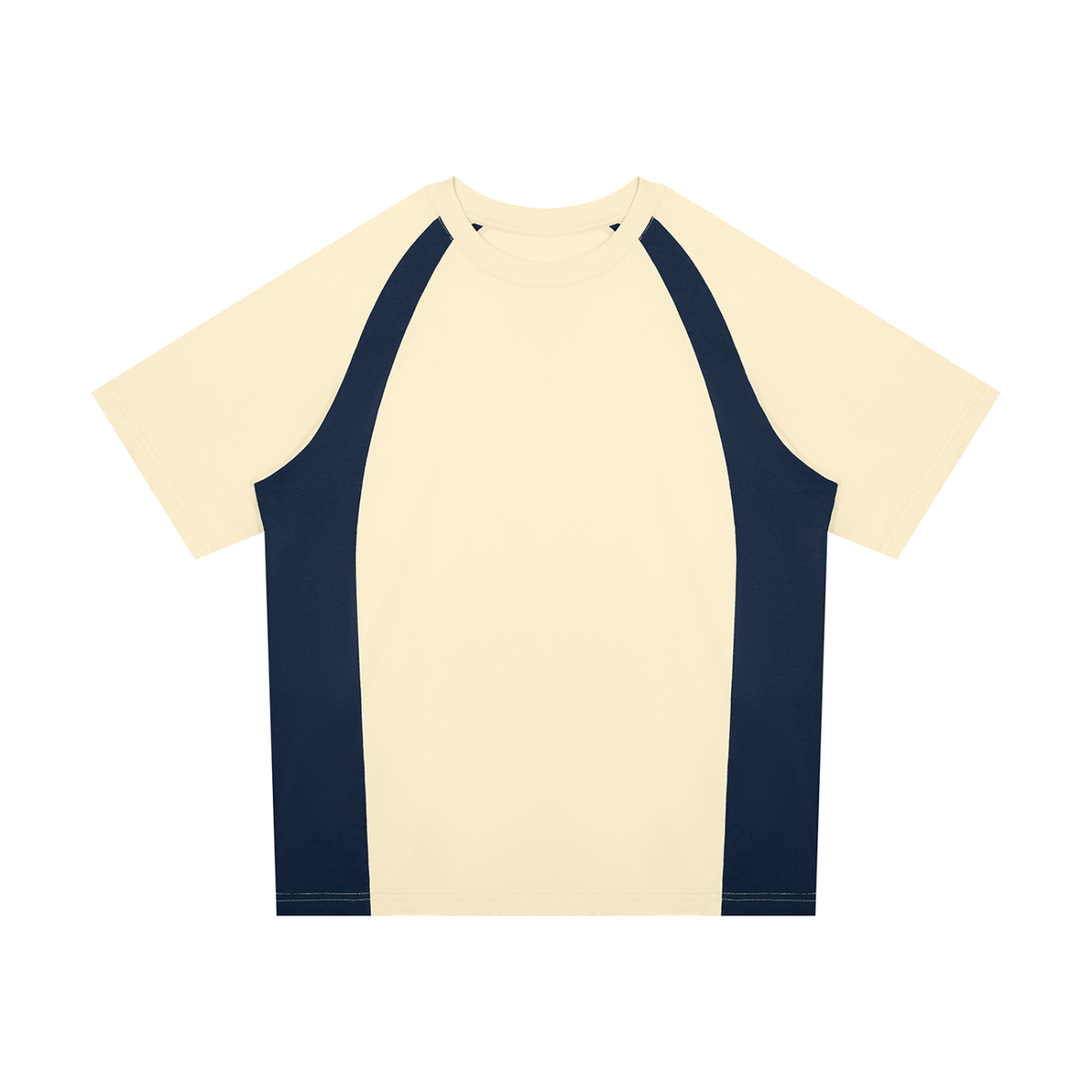 Unisex Classic Raglan Color Block T-Shirt in apricot with navy blue