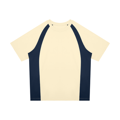 Unisex Classic Raglan Color Block T-Shirt in apricot with navy blue