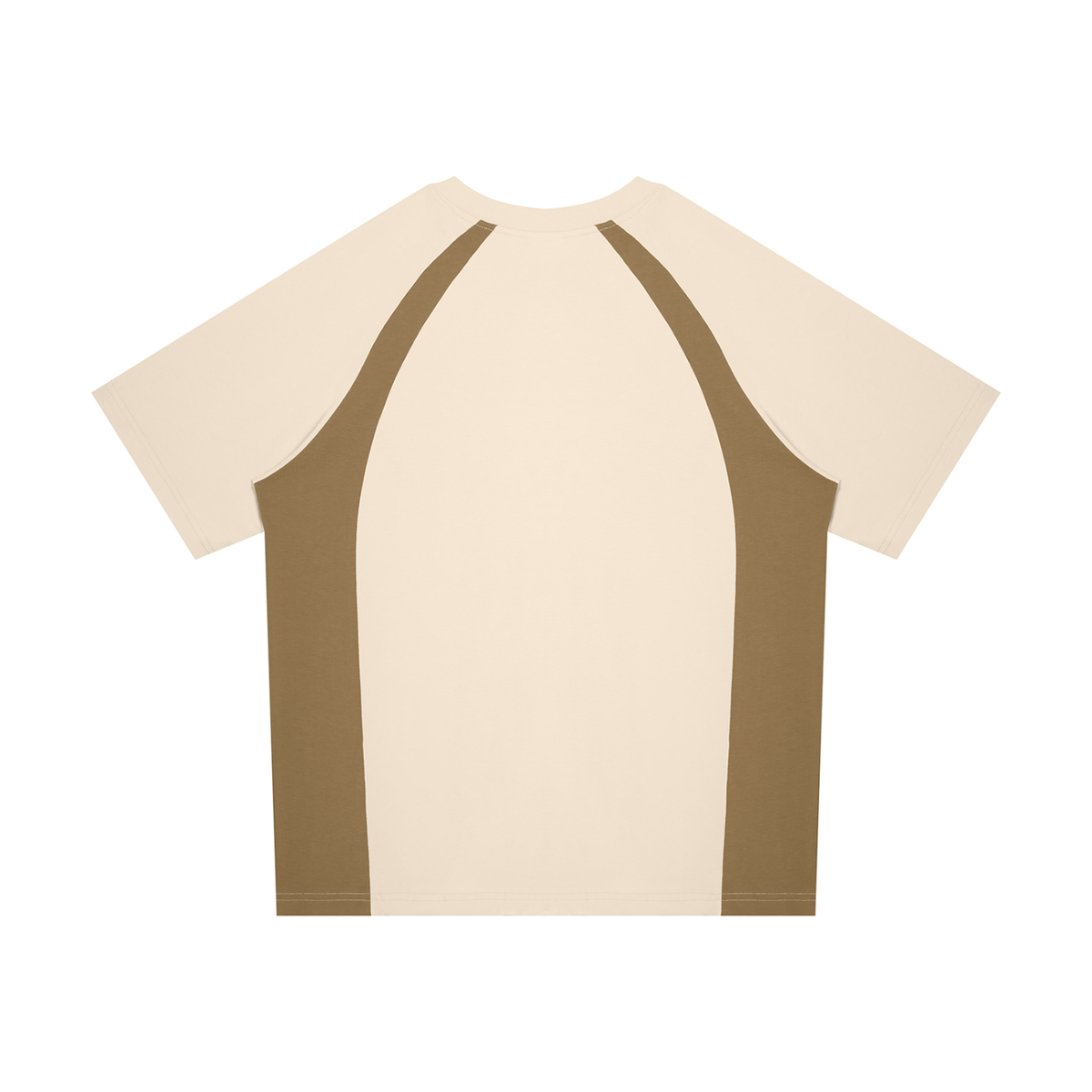 Unisex Classic Raglan Color Block T-Shirt in beige camel with khaki, alternate angle