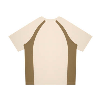 Unisex Classic Raglan Color Block T-Shirt in beige camel with khaki, alternate angle
