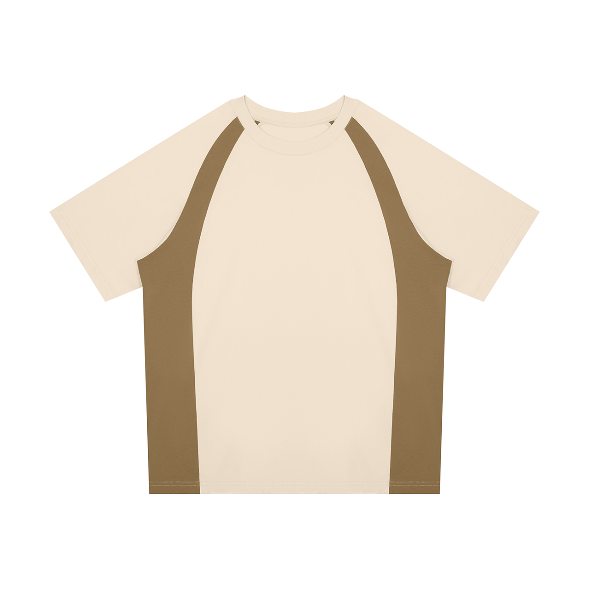 Unisex Classic Raglan Color Block T-Shirt in beige camel with khaki