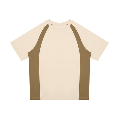 Unisex Classic Raglan Color Block T-Shirt in beige camel with khaki
