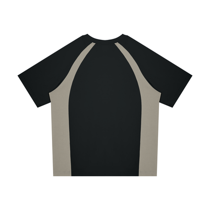 Unisex Classic Raglan Color Block T-Shirt in black with light gray, alternate angle