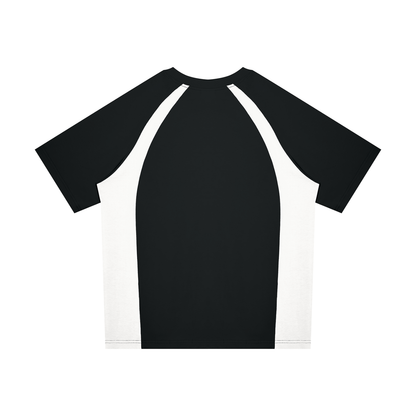 Unisex Classic Raglan Color Block T-Shirt in black with white, alternate angle
