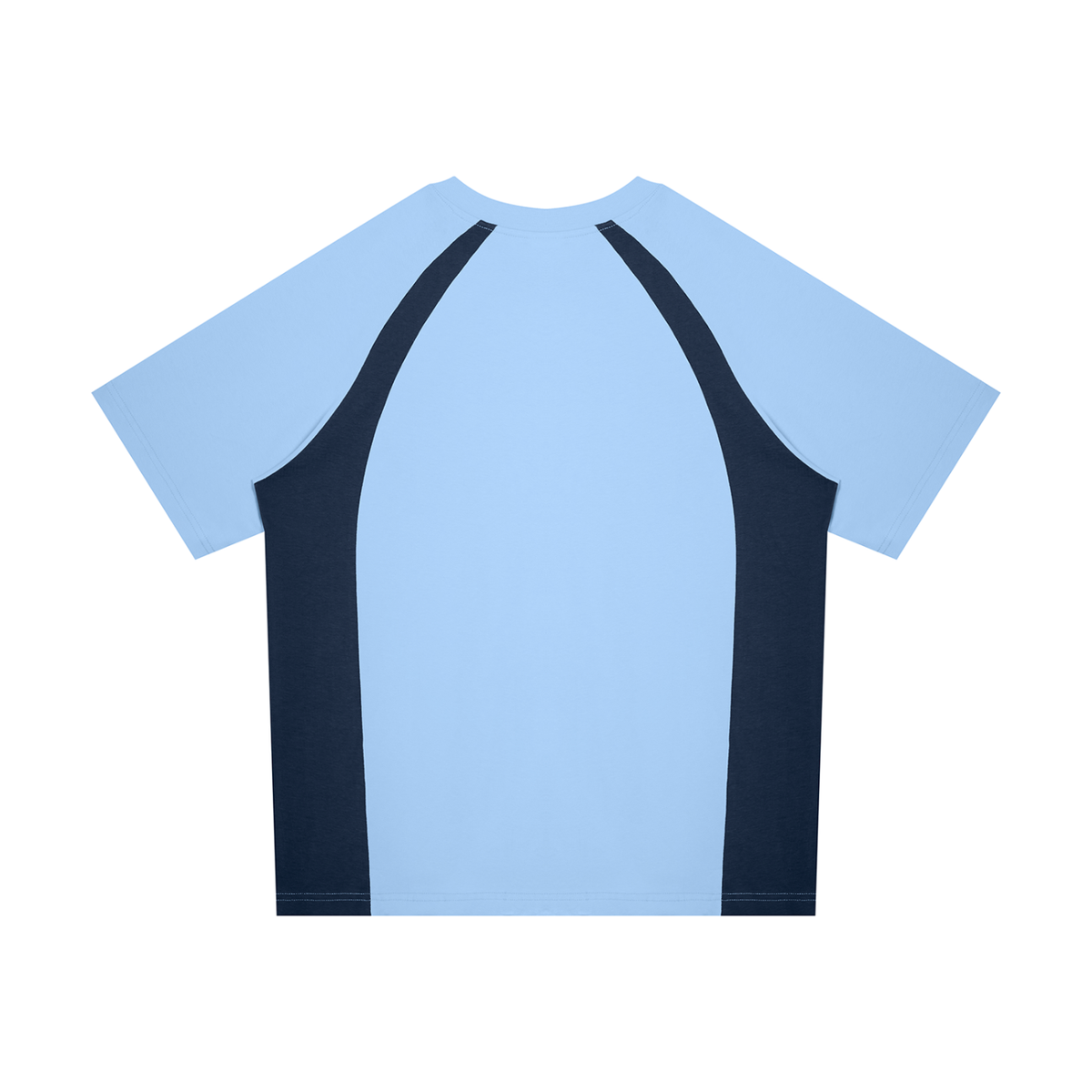 Unisex Classic Raglan Color Block T-Shirt in light blue with navy blue, alternate angle