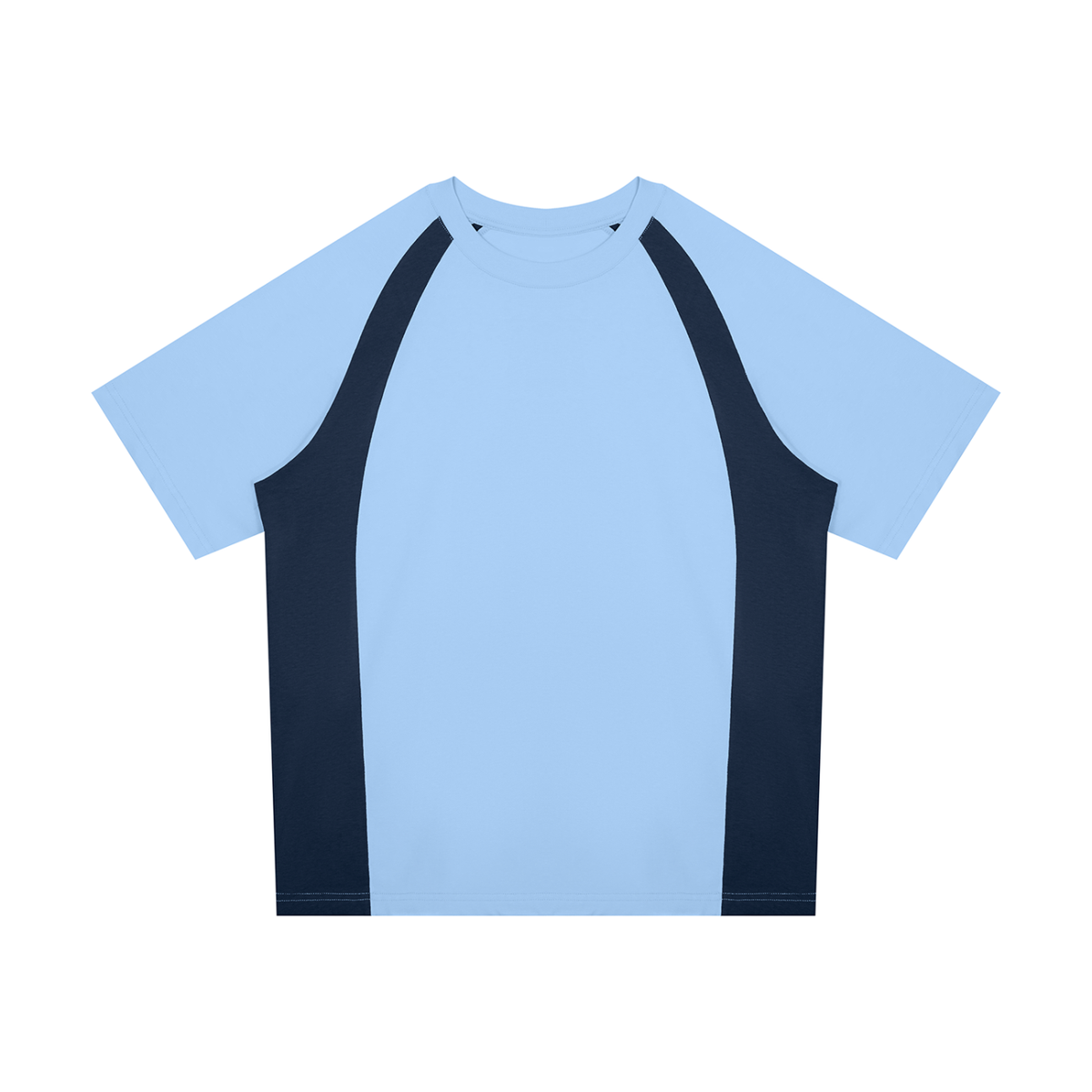 Unisex Classic Raglan Color Block T-Shirt in light blue with navy blue