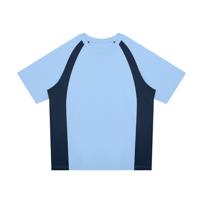 Unisex Classic Raglan Color Block T-Shirt in light blue with navy blue