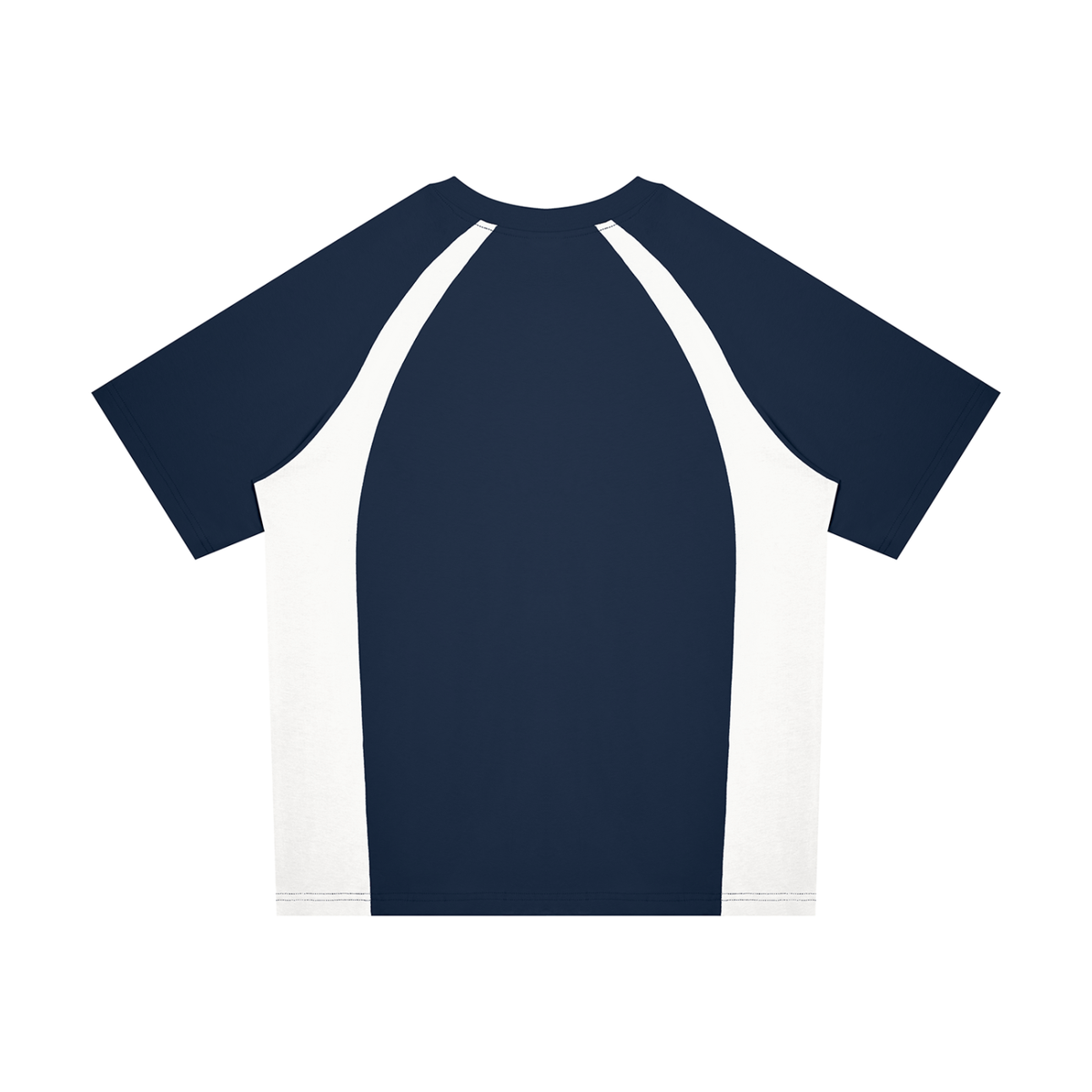 Unisex Classic Raglan Color Block T-Shirt in navy blue with white, alternate angle