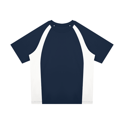 Unisex Classic Raglan Color Block T-Shirt in navy blue with white