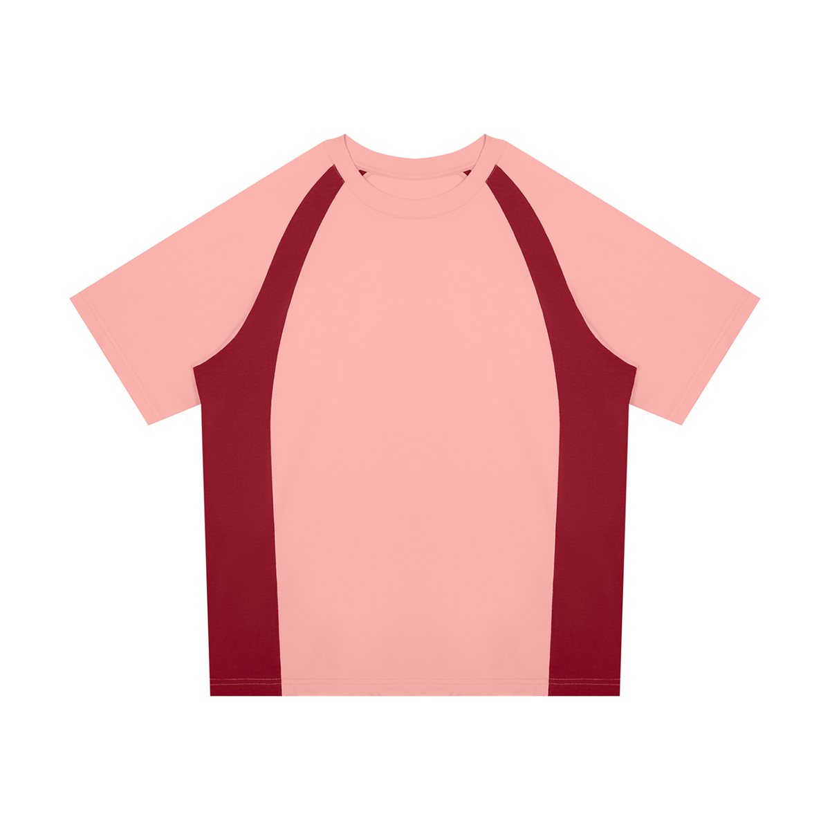 Unisex Classic Raglan Color Block T-Shirt in pink with wine red