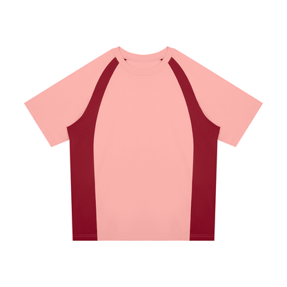 Unisex Classic Raglan Color Block T-Shirt in pink with wine red