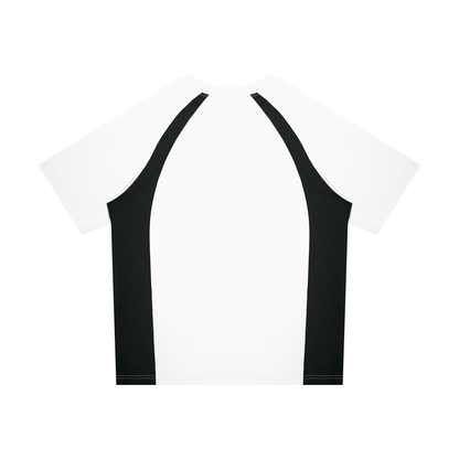 Unisex Classic Raglan Color Block T-Shirt in white with black, alternate angle