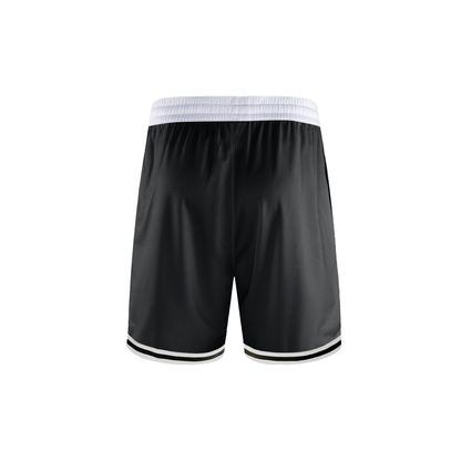 Unisex Classic Stripe Trim Basketball Shorts in black, alternate angle