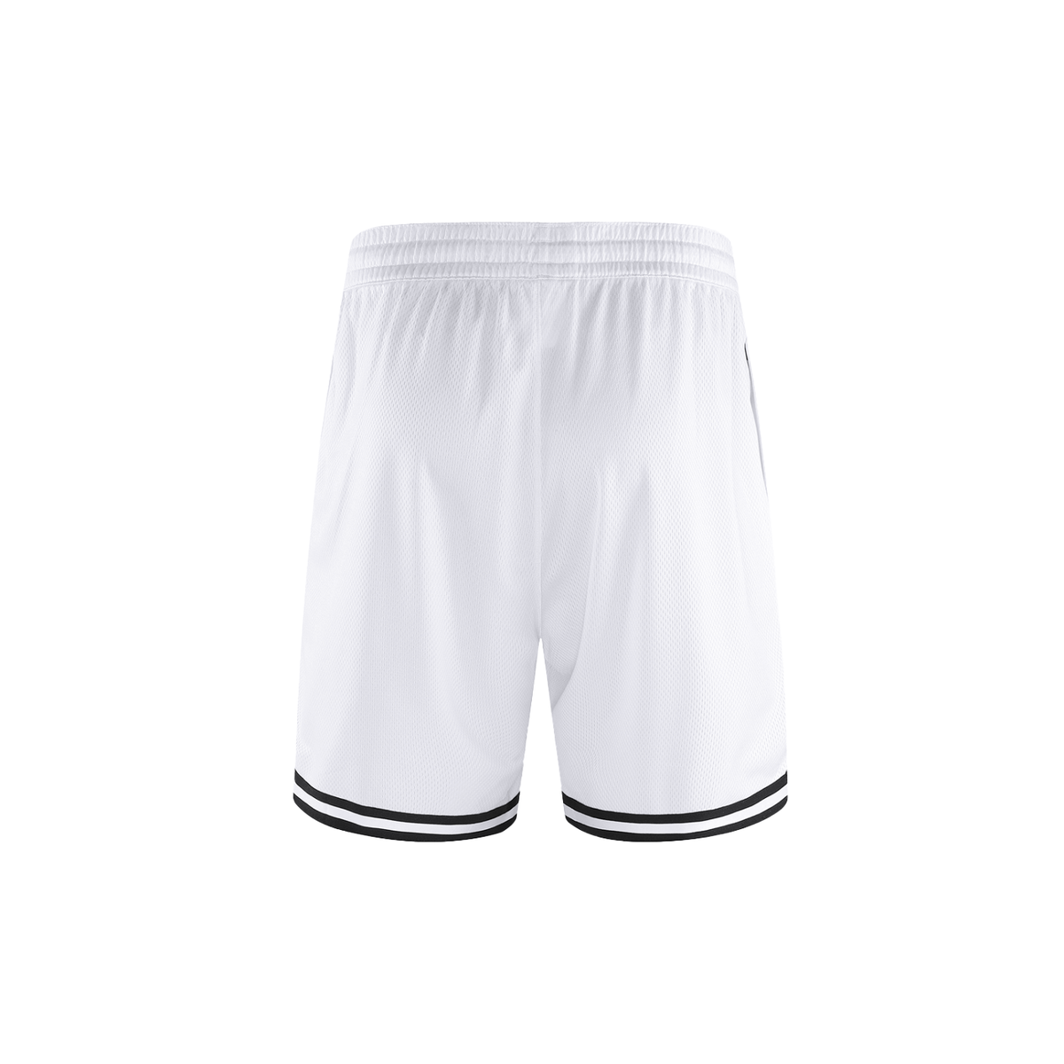 Unisex Classic Stripe Trim Basketball Shorts in white, alternate angle