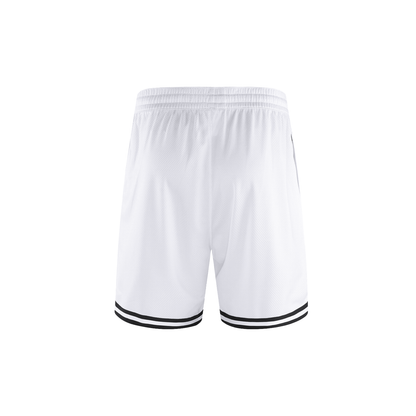 Unisex Classic Stripe Trim Basketball Shorts in white, alternate angle