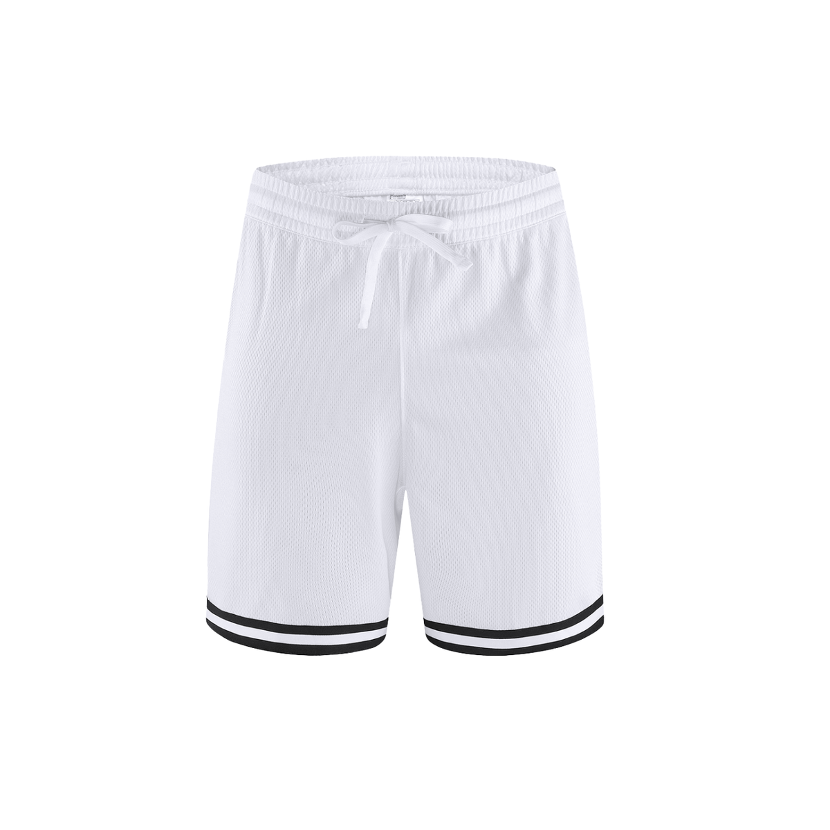 Unisex Classic Stripe Trim Basketball Shorts in white