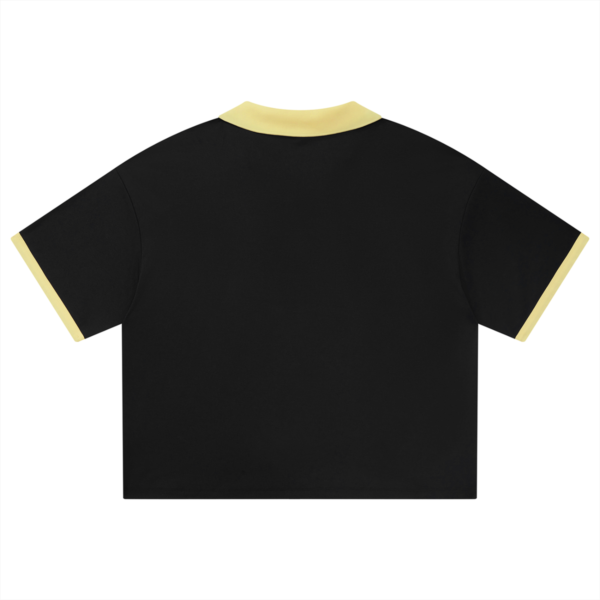 Unisex Collared Piping Boxy Soccer Jersey in black, alternate angle