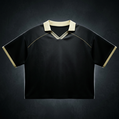 Unisex Collared Piping Boxy Soccer Jersey – Oversized Lightweight Cotton Blend