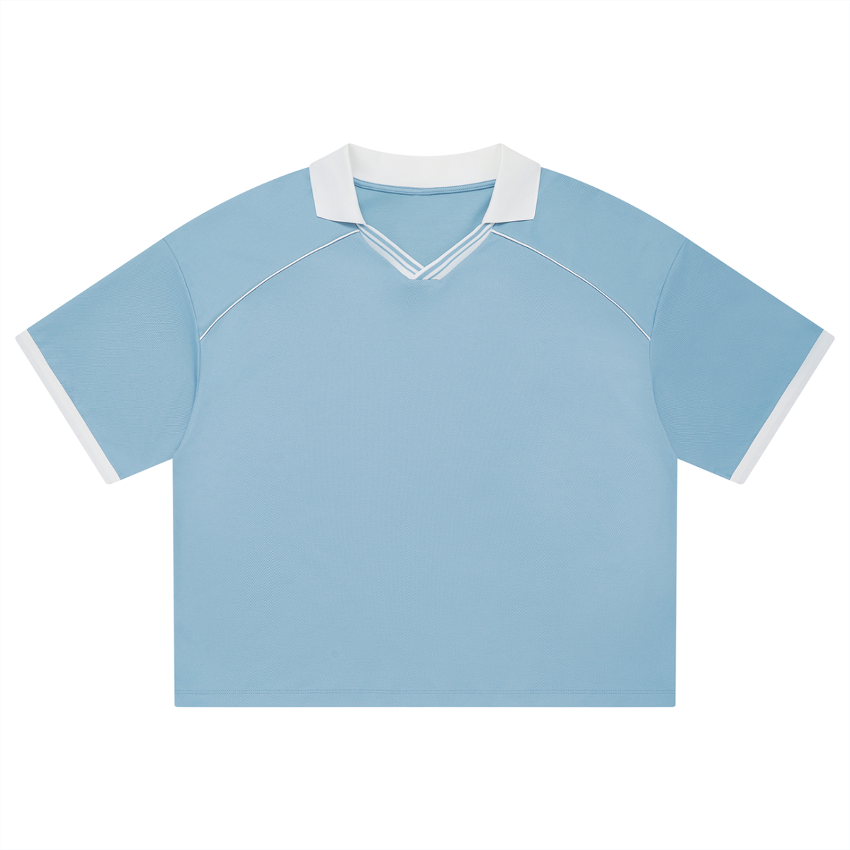 Unisex Collared Piping Boxy Soccer Jersey in blue