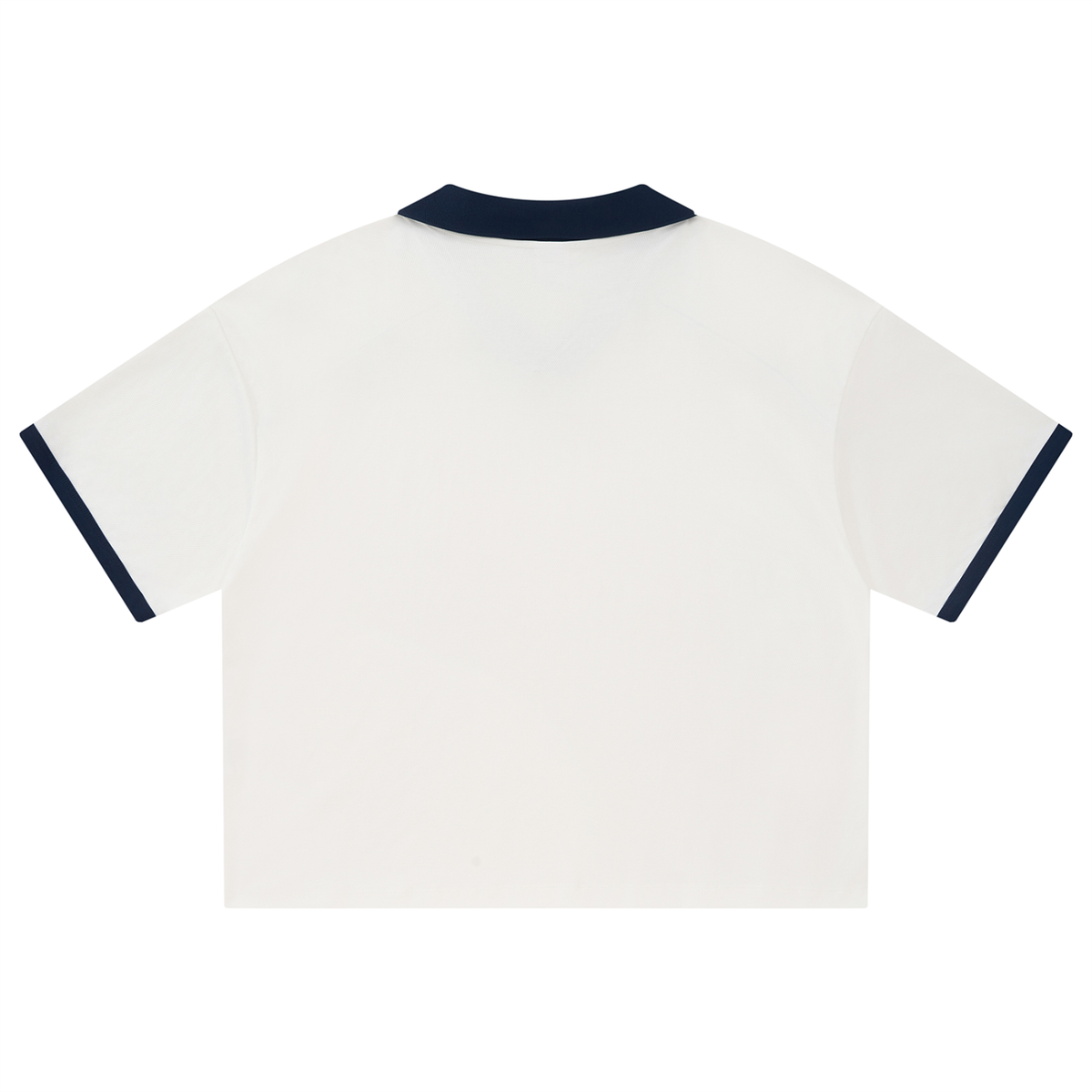 Unisex Collared Piping Boxy Soccer Jersey in white, alternate angle