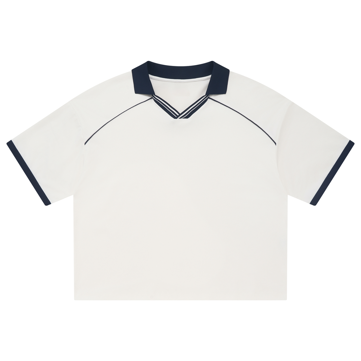 Unisex Collared Piping Boxy Soccer Jersey in white